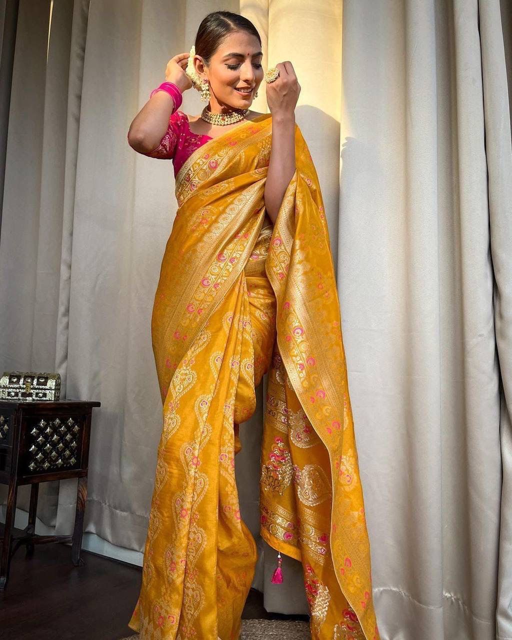 Sf 617 By Shubh Banarasi Lichi Silk Designer Sarees Wholesale Market In Surat
